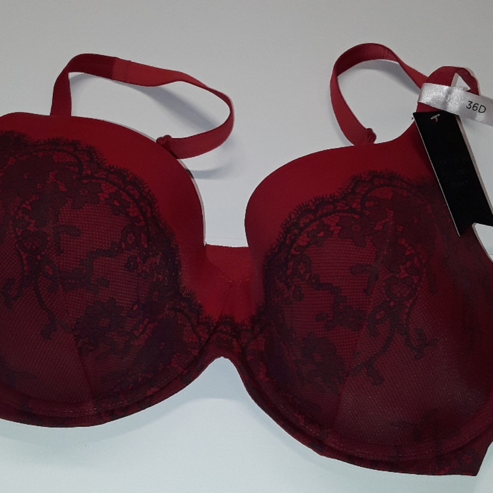 Womens Ambrielle red and black full coverage bra